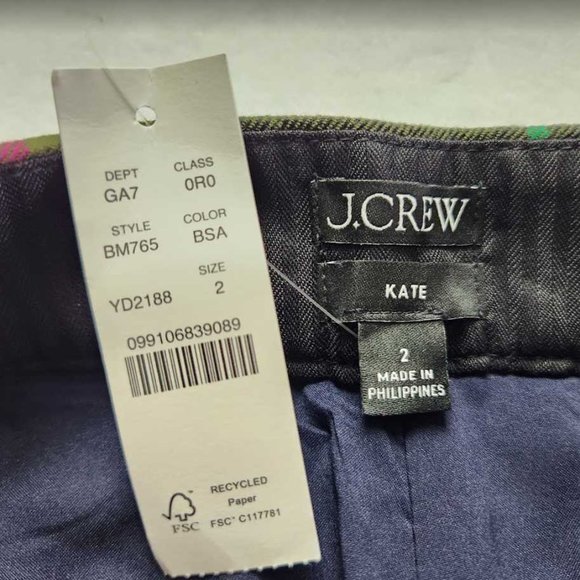 New women's J Crew Kate straight leg pant in pink Stewart tartan plaid wool - Picture 7 of 12